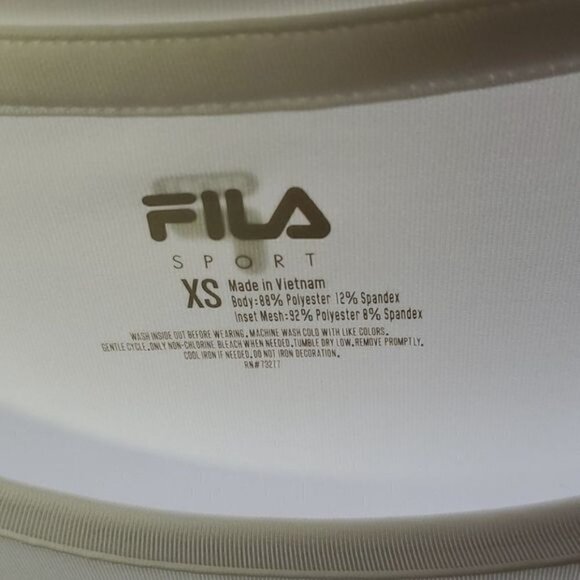 Fila Sport SlimFit Wicking Mesh Vented Short Sleeve White Athletic Sz. XS Shirt - Picture 4 of 9